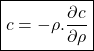 Rendered by QuickLaTeX.com \begin{equation*} \boxed{c = -\rho.\frac{\partial c}{\partial \rho}} \end{equation*}