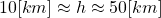 10[km] \approx h \approx 50[km]