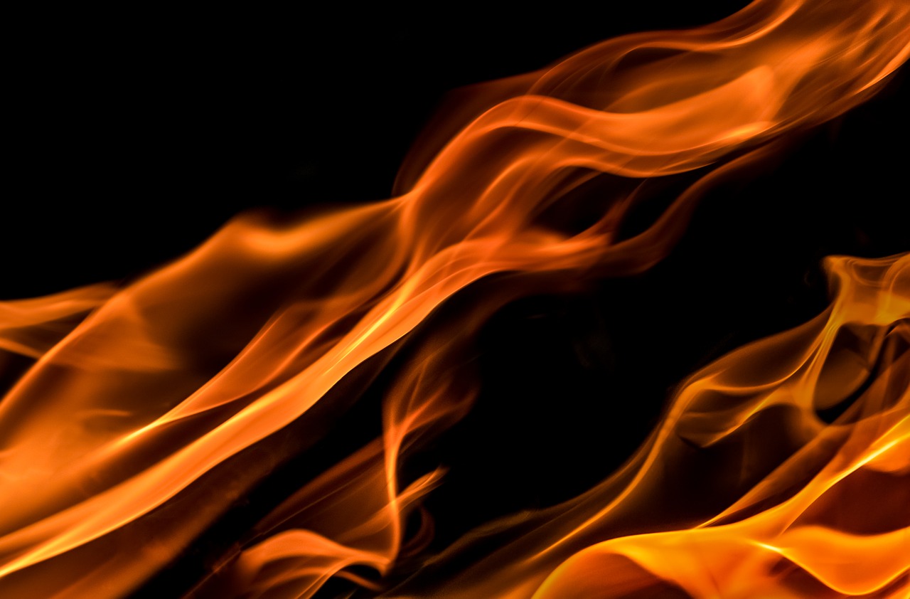 flames, black, red
